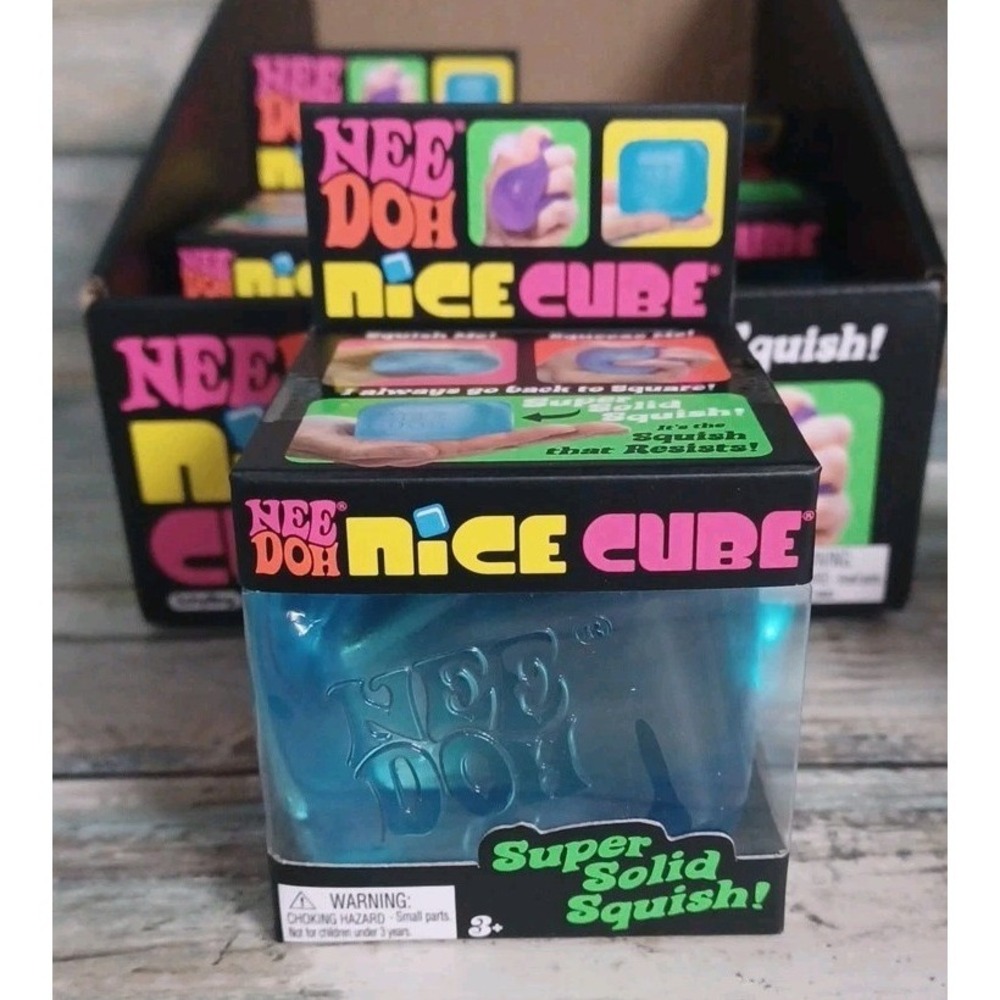 Nee Doh Nice Cube - Super Solid Squish! (Blue) - Brand New/Factory Sealed!